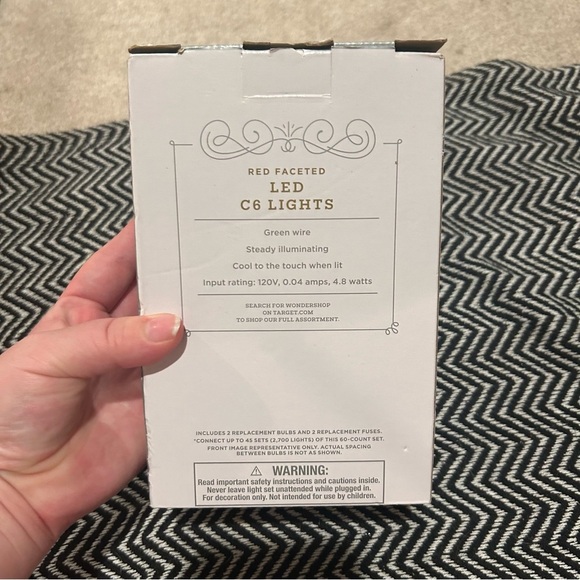 Wondershop Target Christmas 60 LED Red Faceted C6 Lights 19.8 Lighted Length - Picture 3 of 4